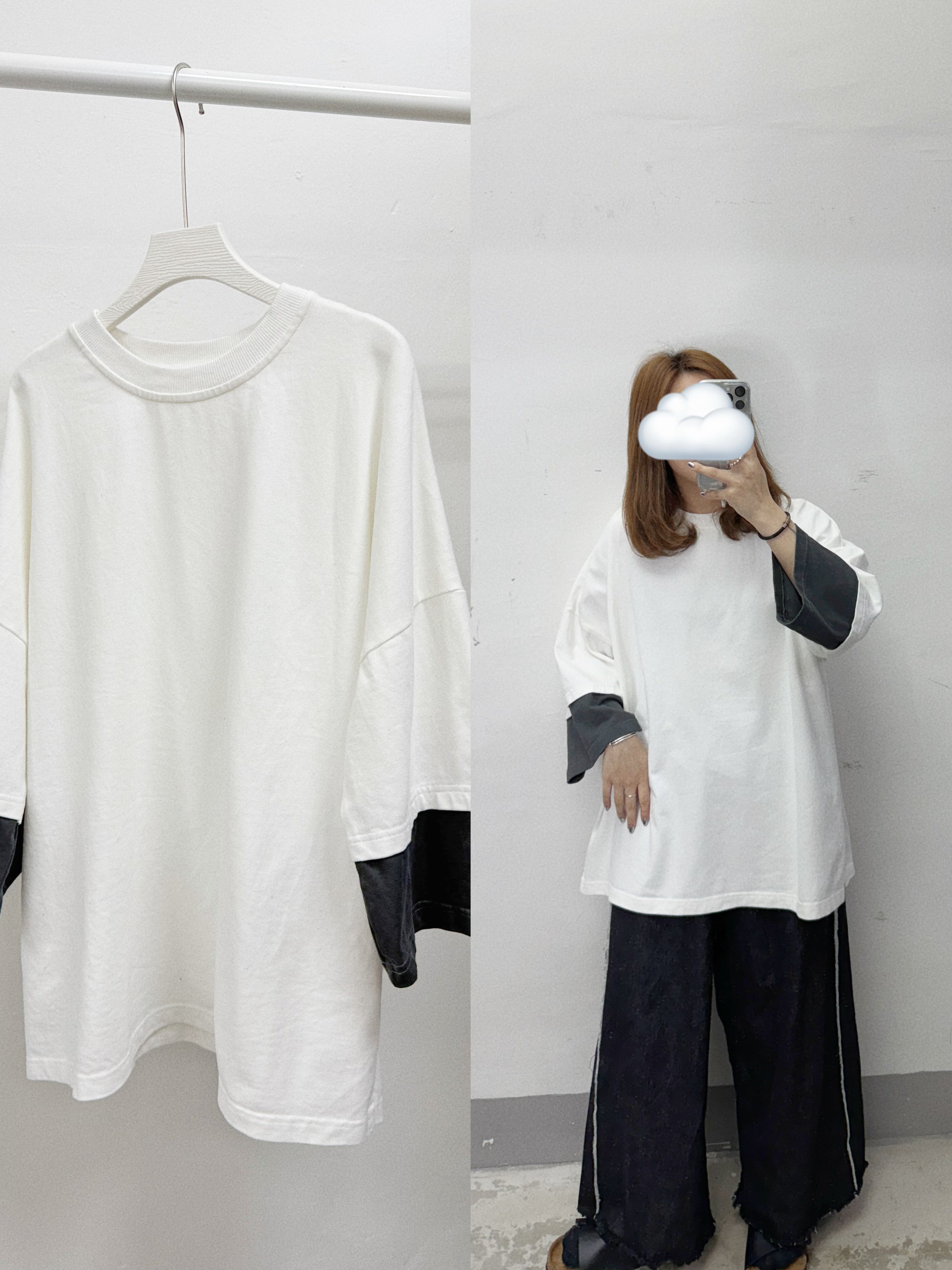 【SALE】拼色袖口top