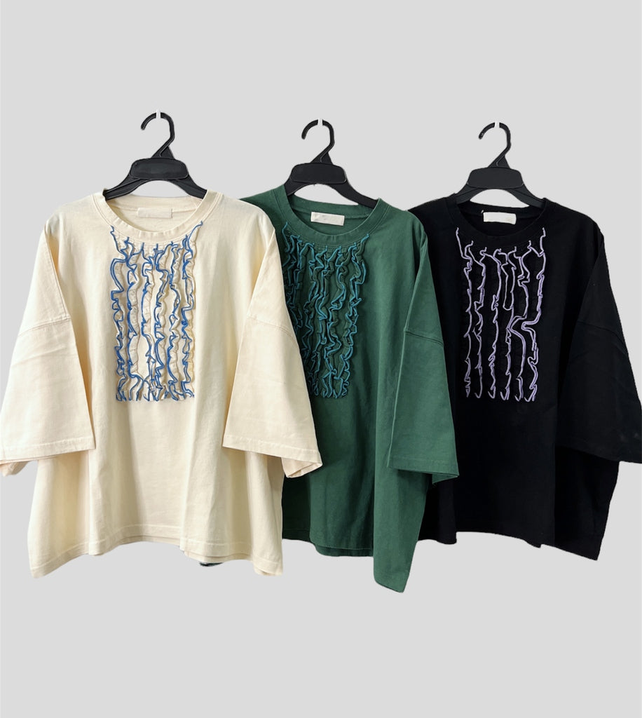【SALE】日系拼色ruffle top|奶油