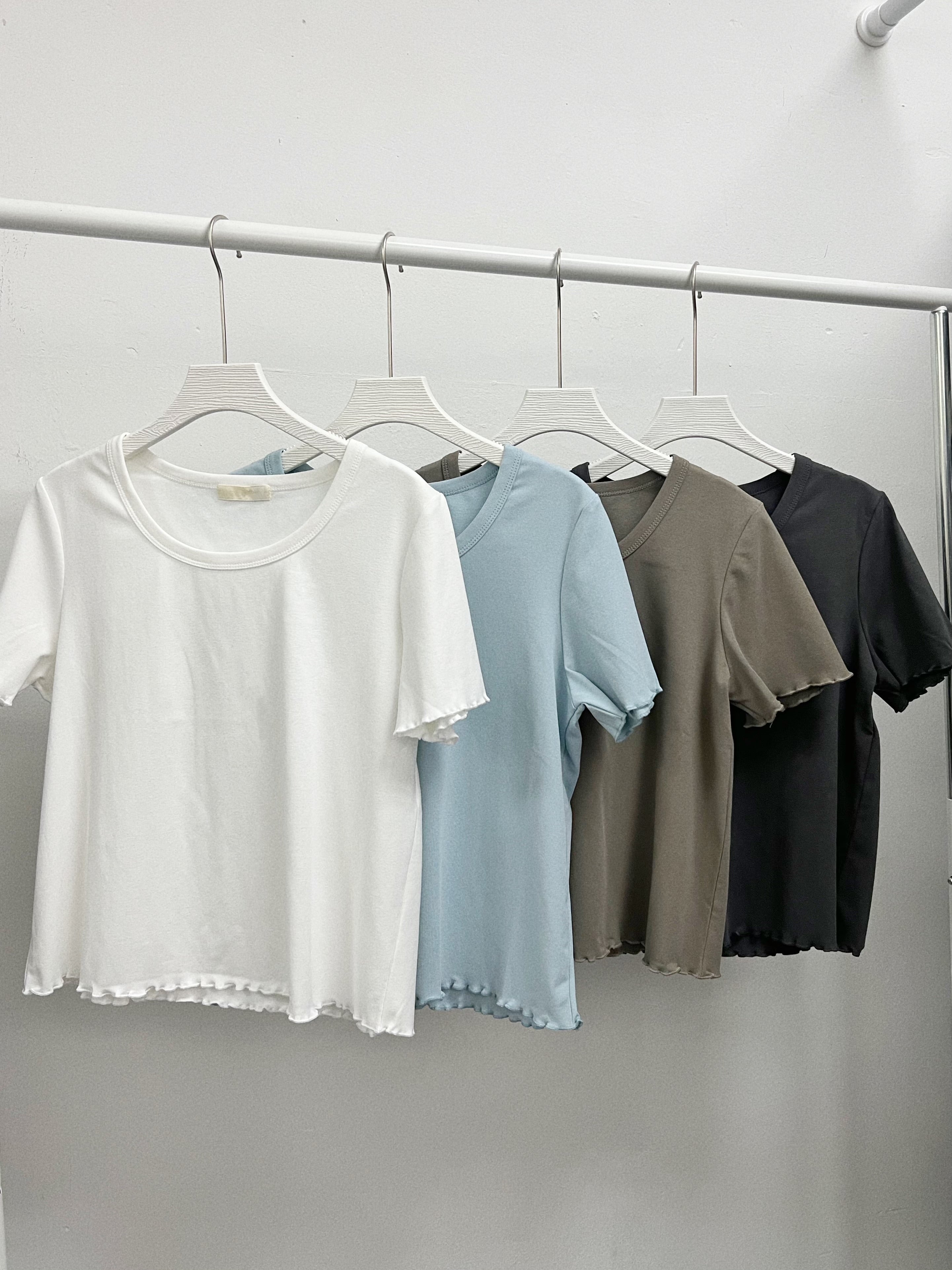 daily basic ruffle邊tee|4 col