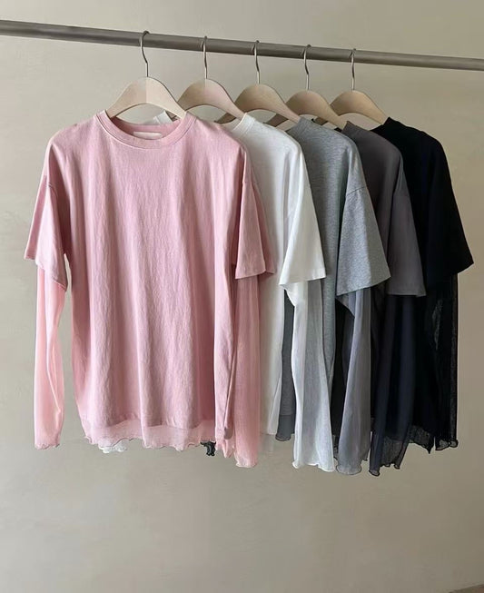 拼紗棉料上衣丨5 col