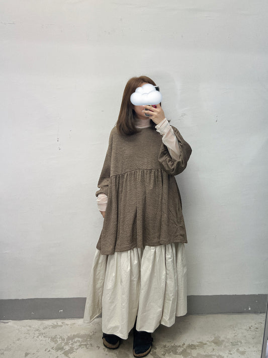 【SALE】皺皺紋微泡泡中袖top(有袋)|4 col