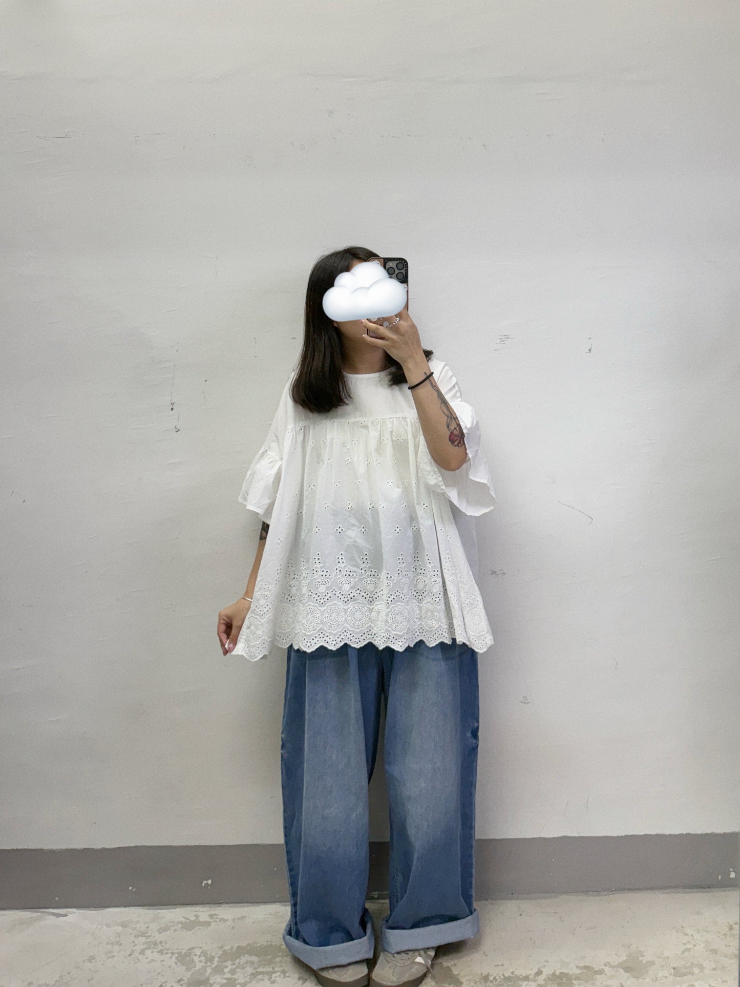 簡約通花娃娃top丨白