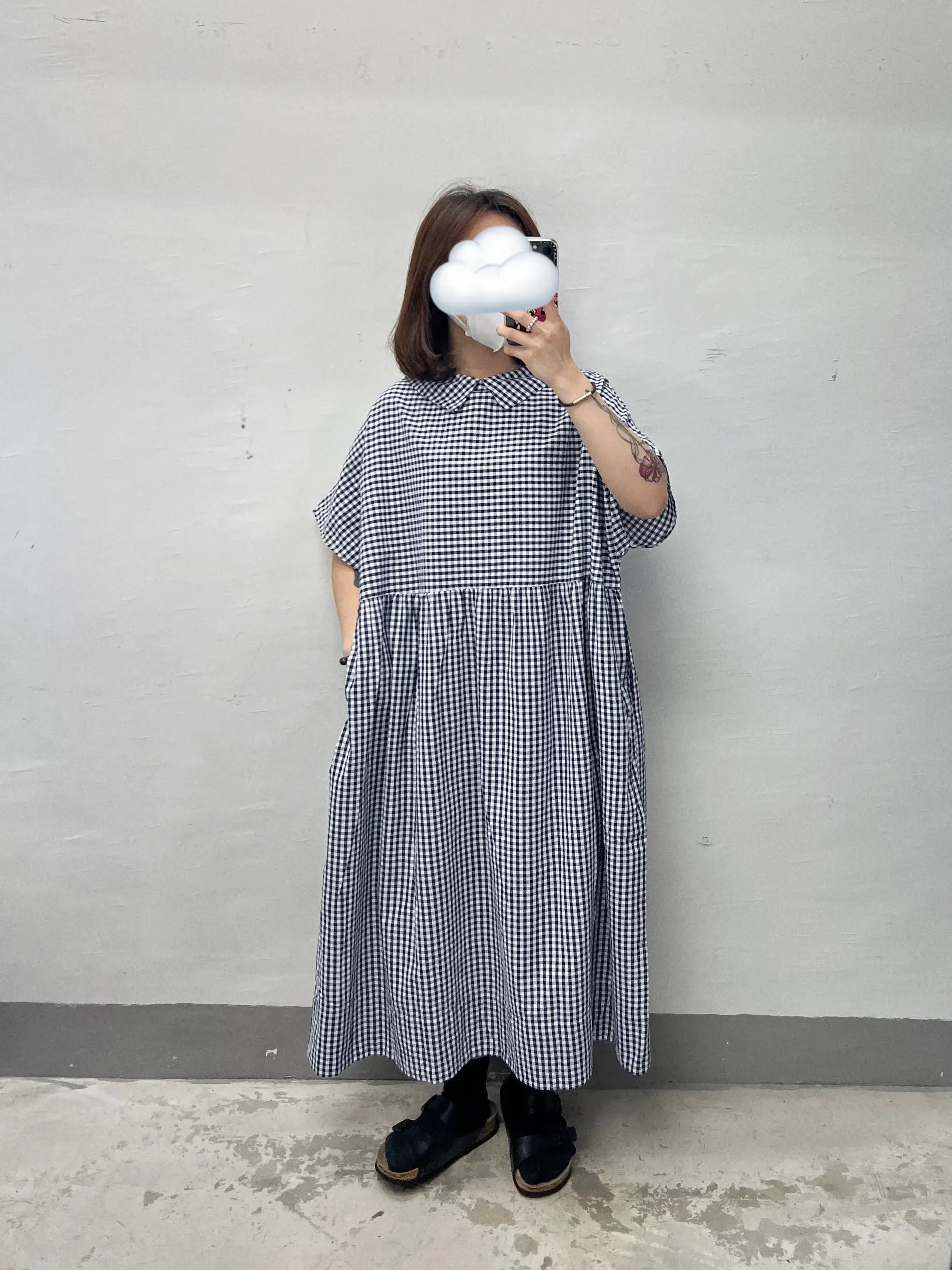 【SALE】娃娃領2-way格子ops|2 col