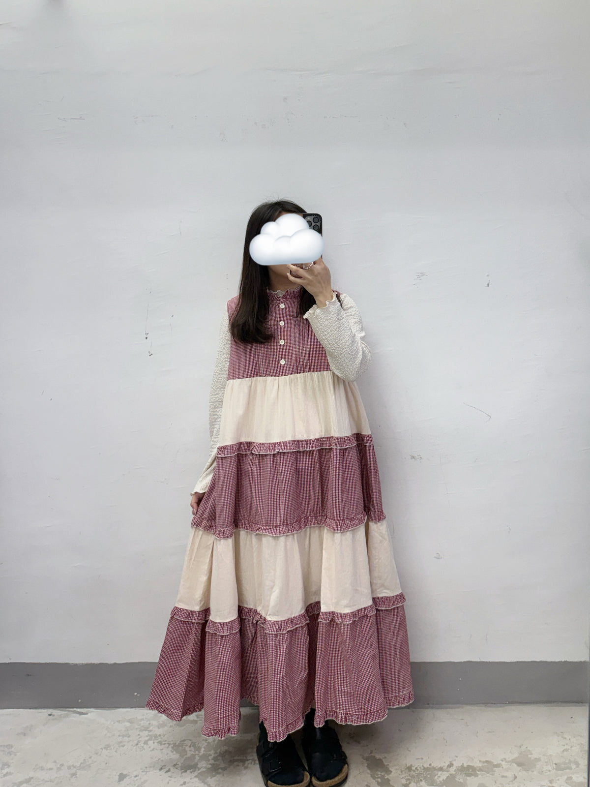 【SALE】拼布格紋ruffle ops丨2 col