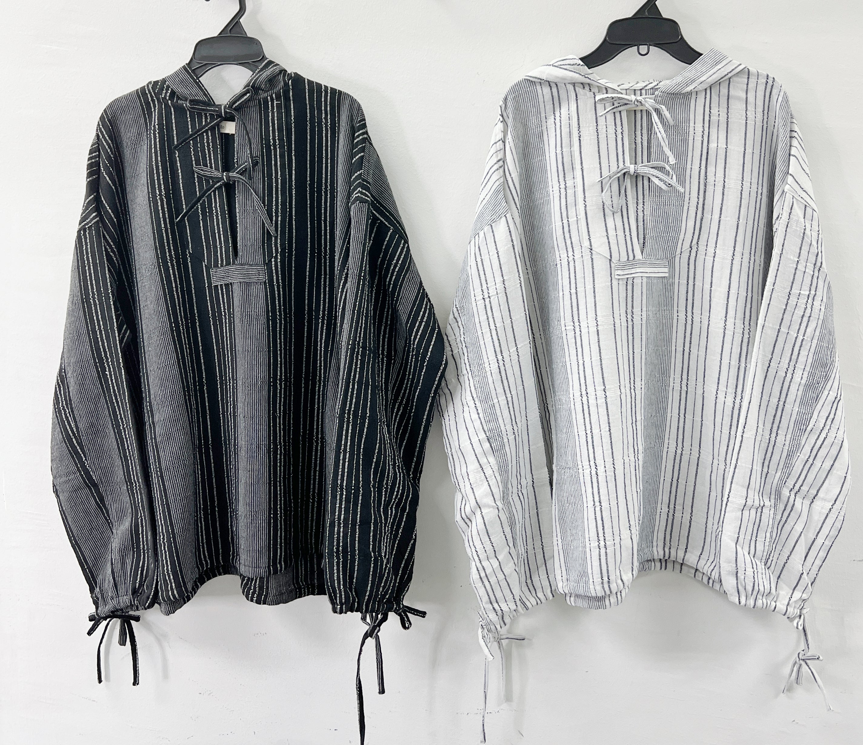 【SALE】綁帶蝴蝶結條子連帽top|2 col