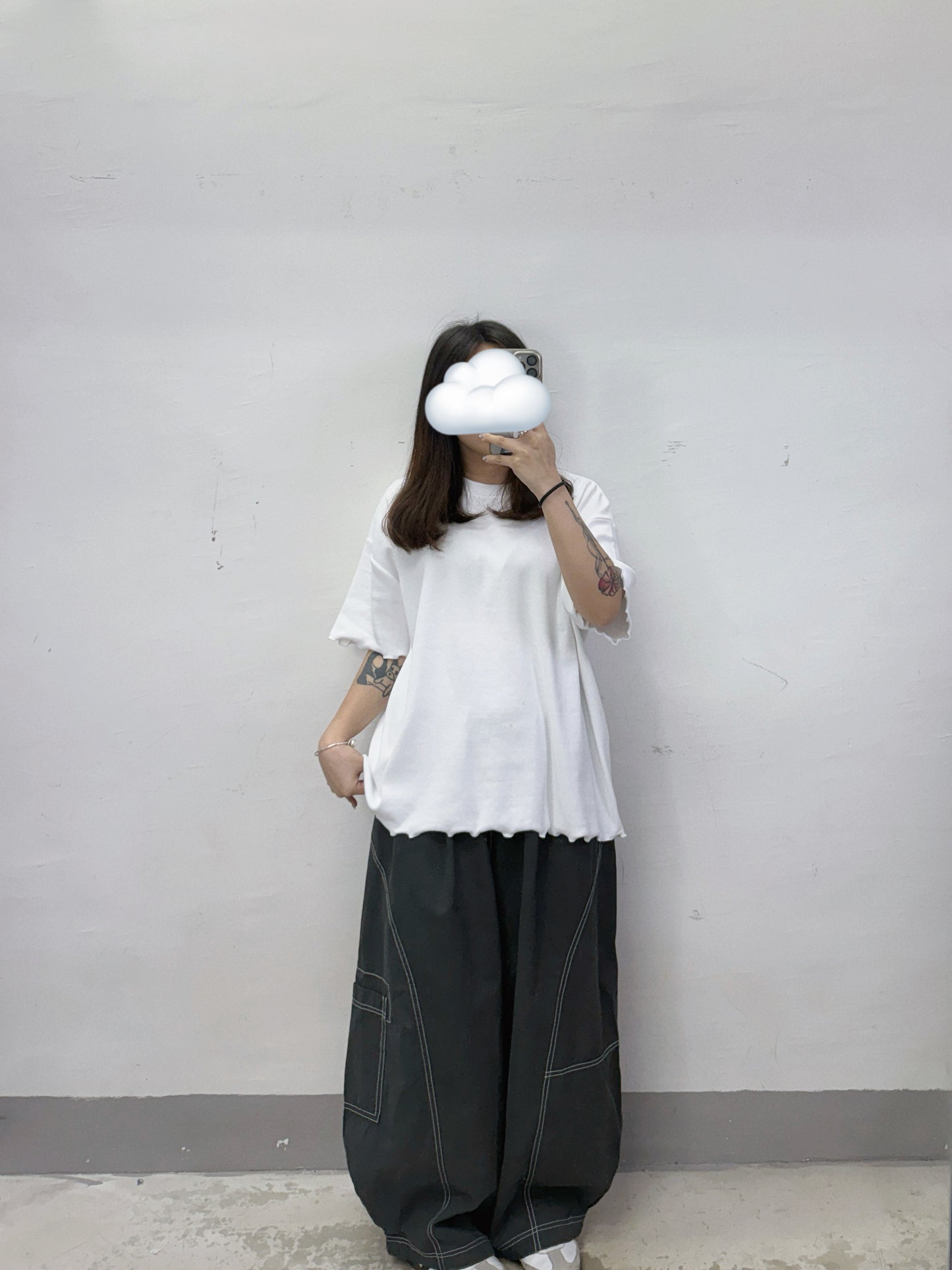 【SALE】ruffle邊闊型上衣丨白