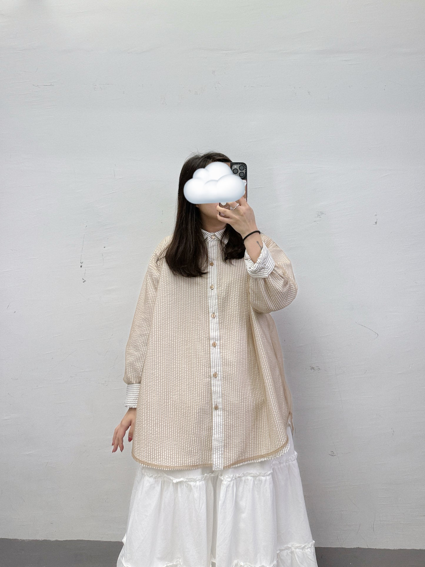 條紋拼紗反領恤丨3 col