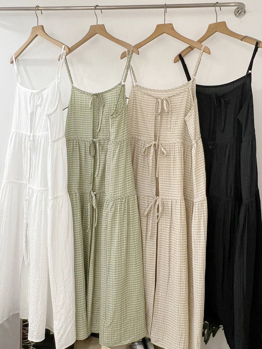 【SALE】格仔綁帶ops外搭丨白