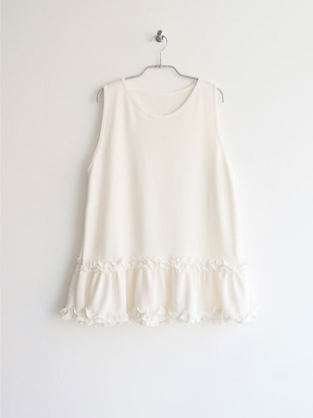 【SALE】ruffle邊棉質背心丨深綠