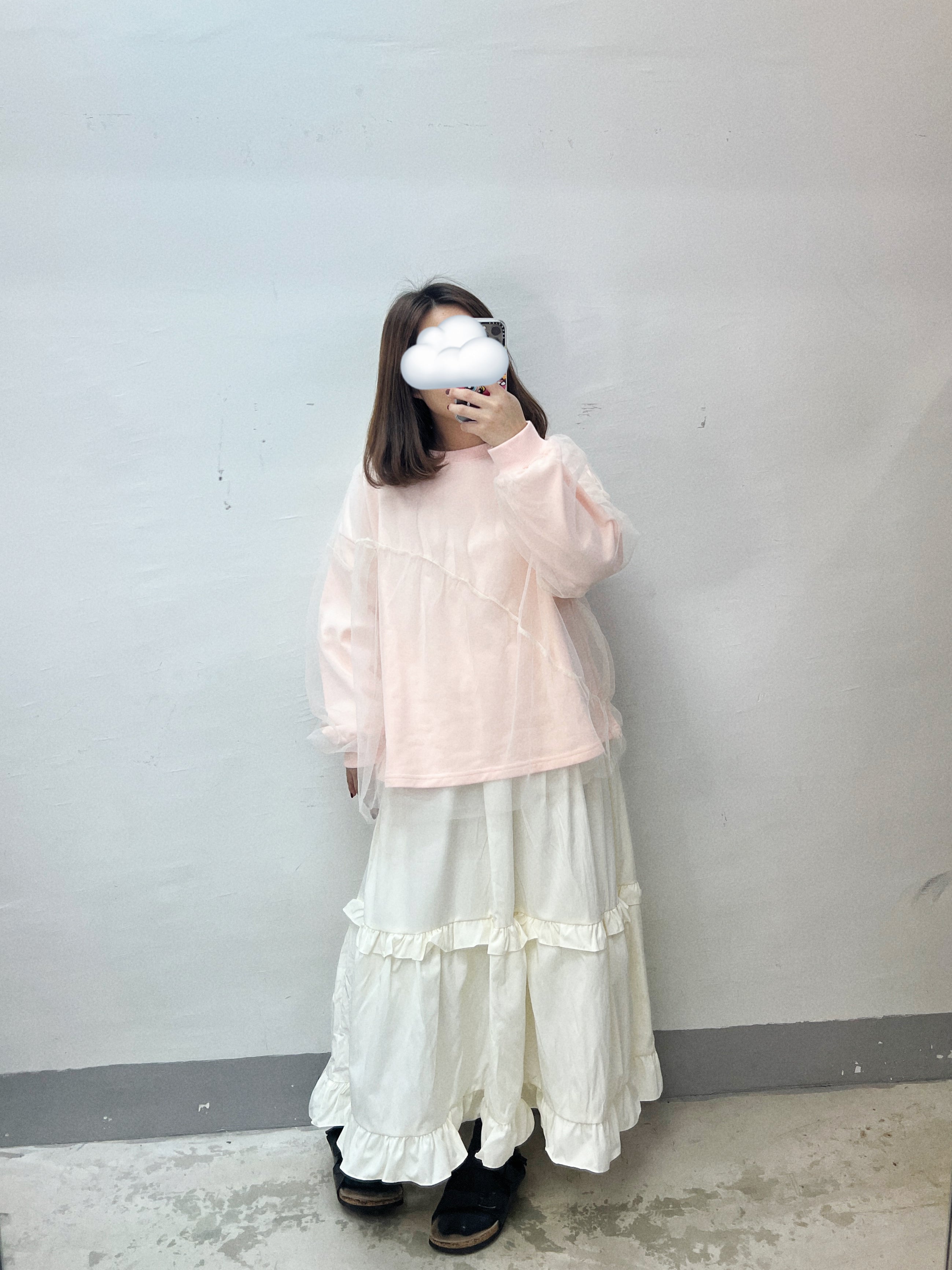 【SALE】拼紗衛衣|米白