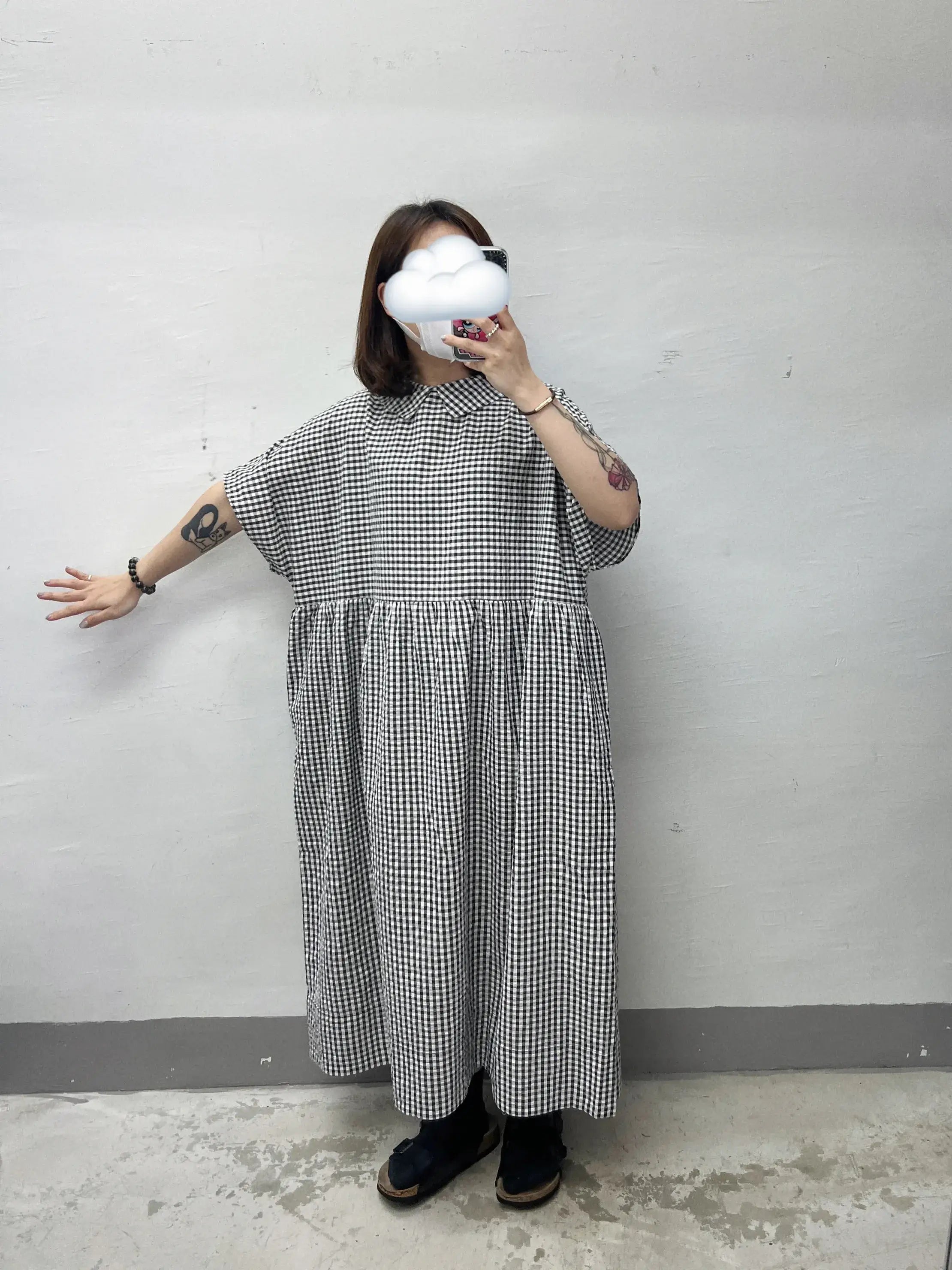 【SALE】娃娃領2-way格子ops|2 col