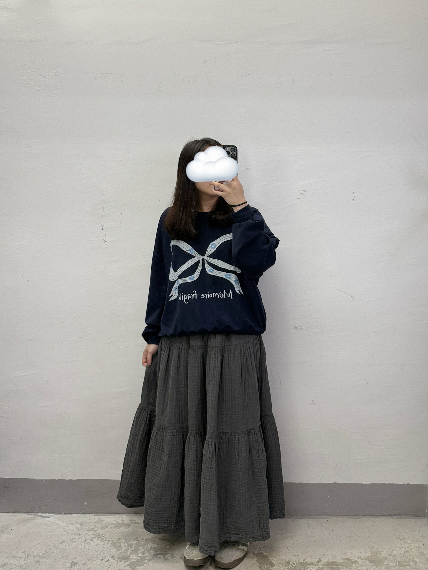 【SALE】蝴蝶結拼花圈線棉上衣