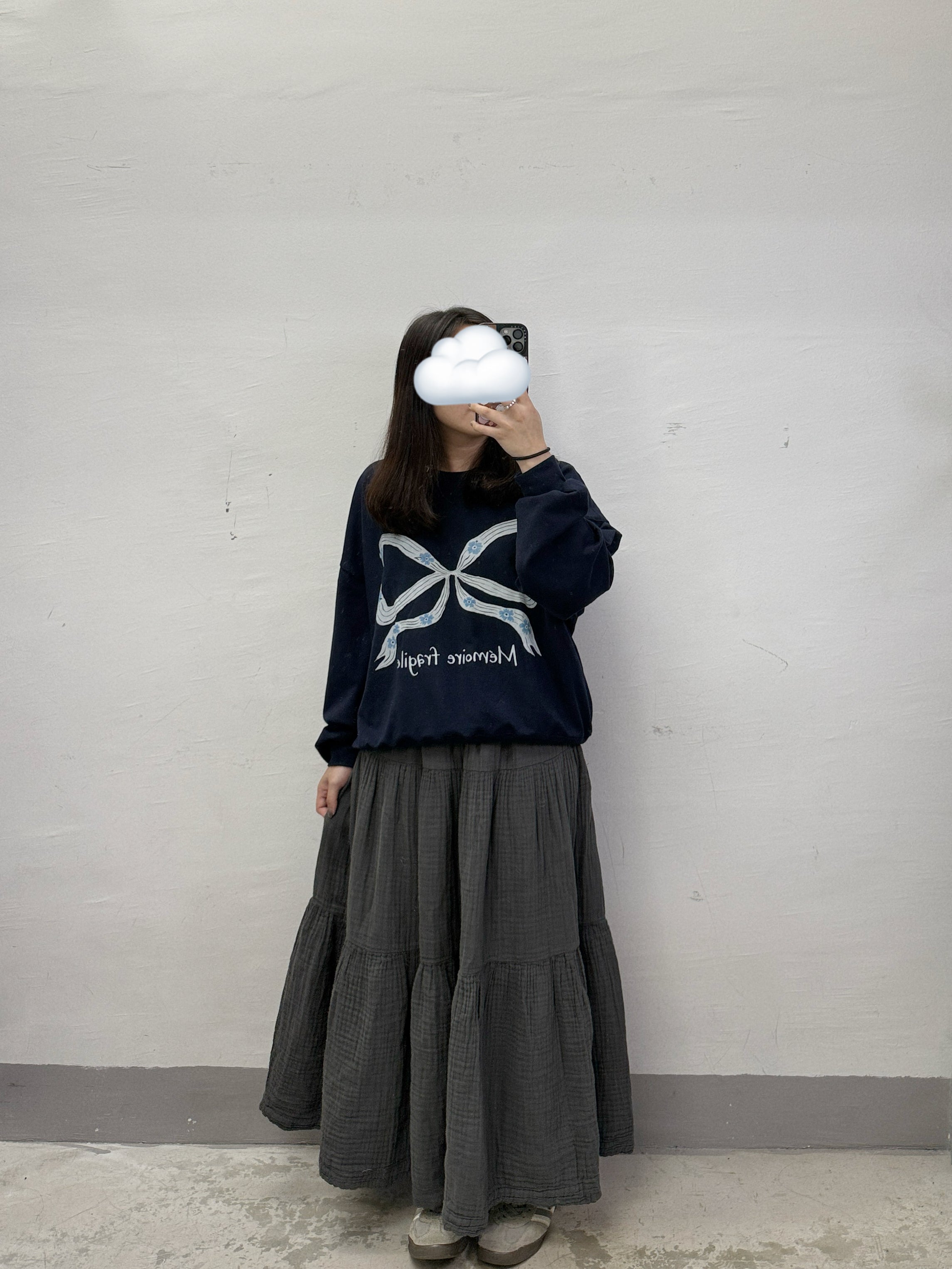 【SALE】蝴蝶結拼花圈線棉上衣
