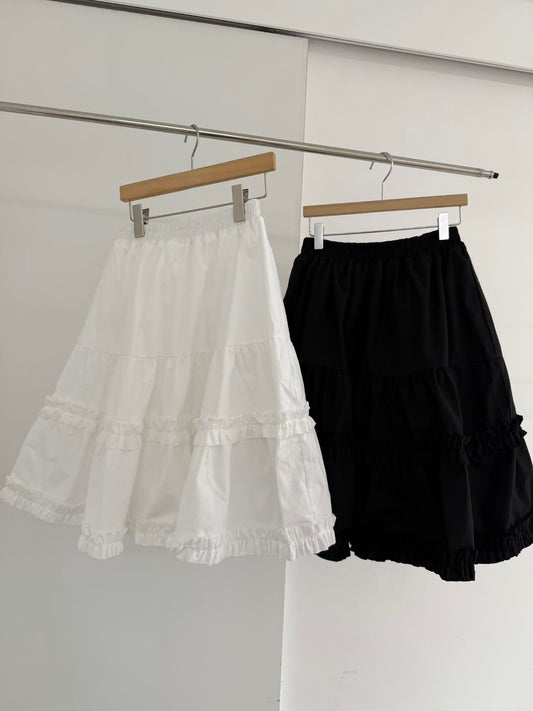 ruffle邊中長半身裙丨2 col