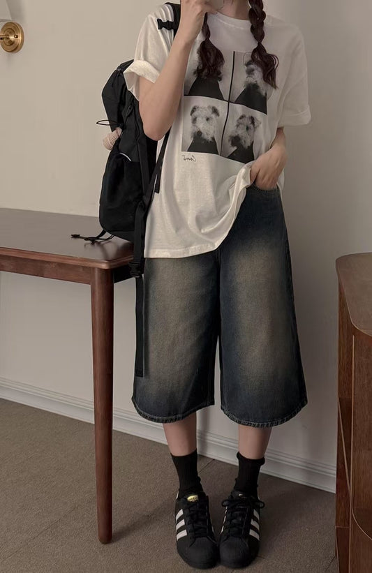 四格狗狗print tee丨白