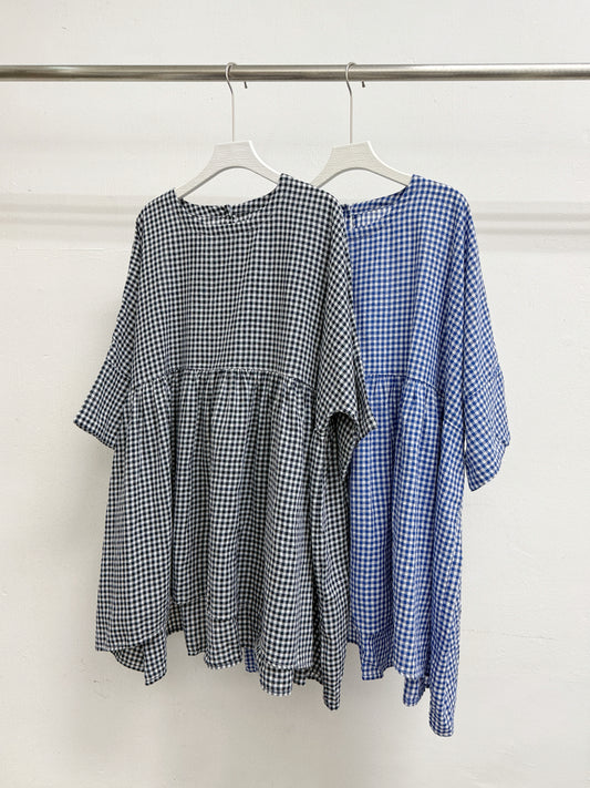 【新品優惠】格紋中長娃娃上衣丨2 col