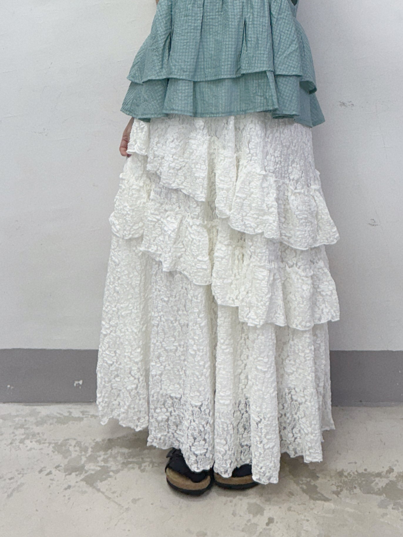 lace ruffle邊半身裙丨3 col