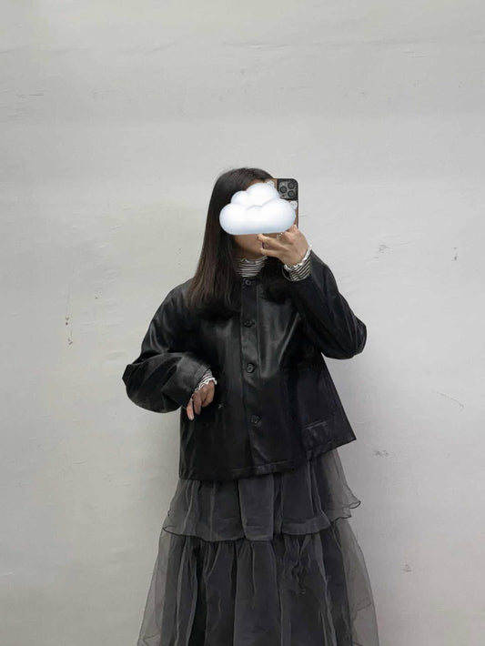 【SALE】PU皮外套|黑