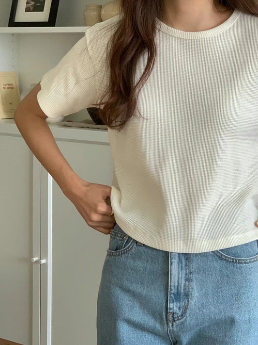 waffle basic top|淺灰