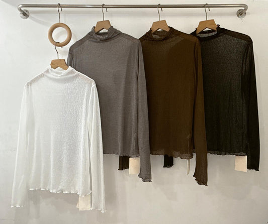 【SALE】木耳領透膚打底丨灰 啡