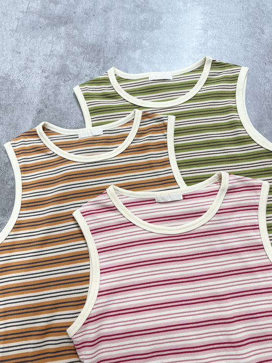 【SALE】拼色條紋背心丨3 col