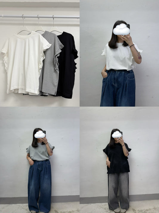 ruffle邊翼袖top丨3 col