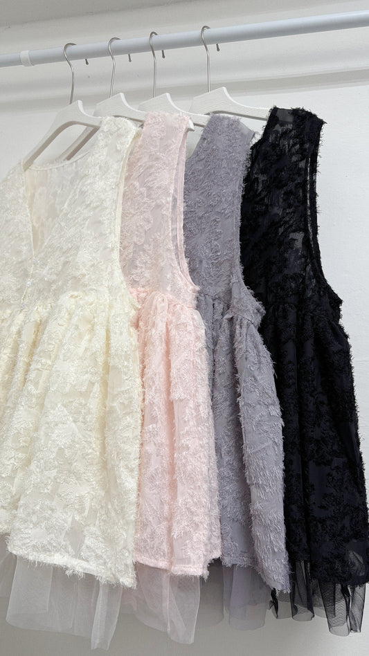 【SALE】蘇蘇花紋拼紗外搭丨紫 粉