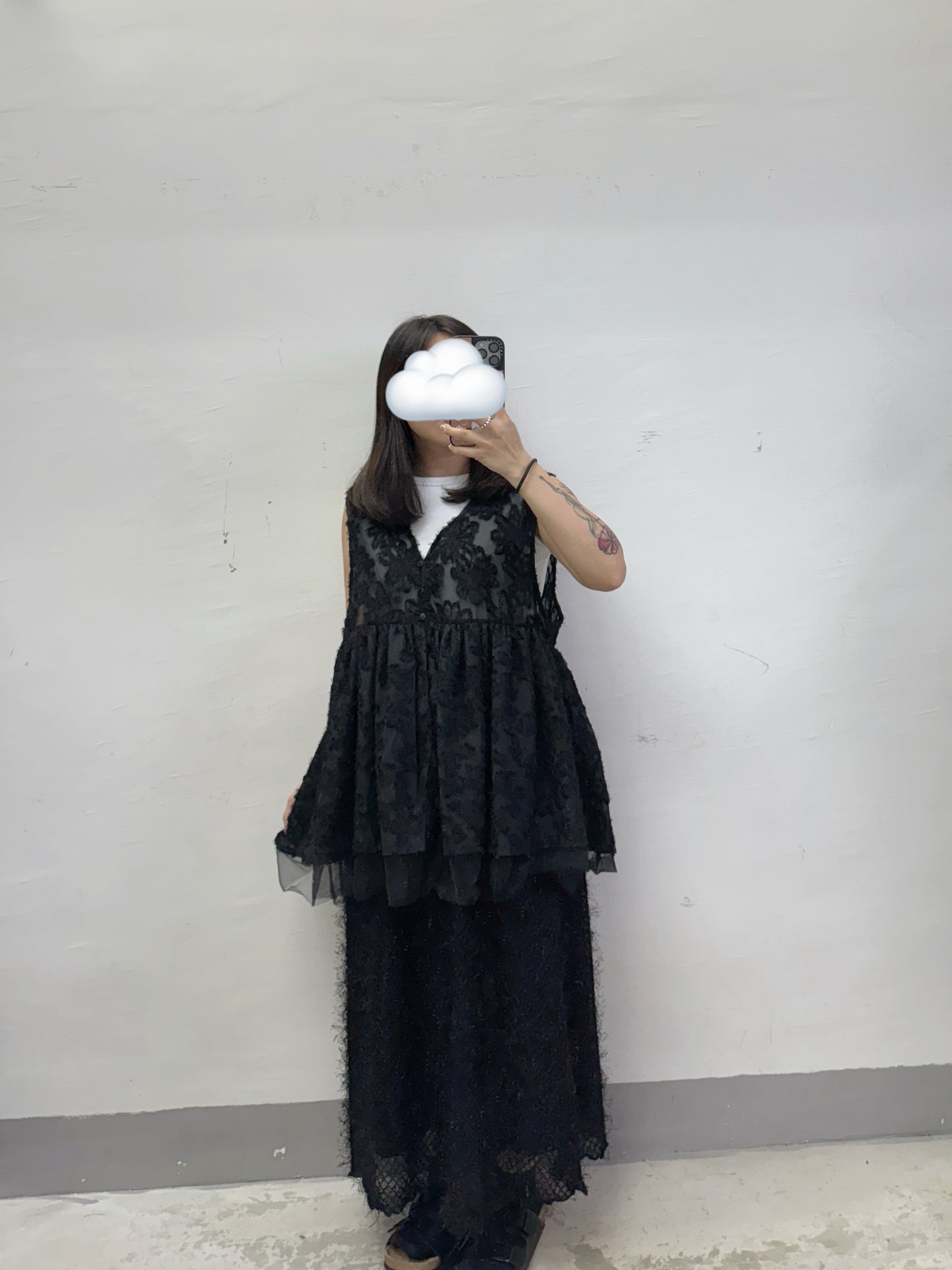 【SALE】蘇蘇花紋拼紗外搭丨紫 粉