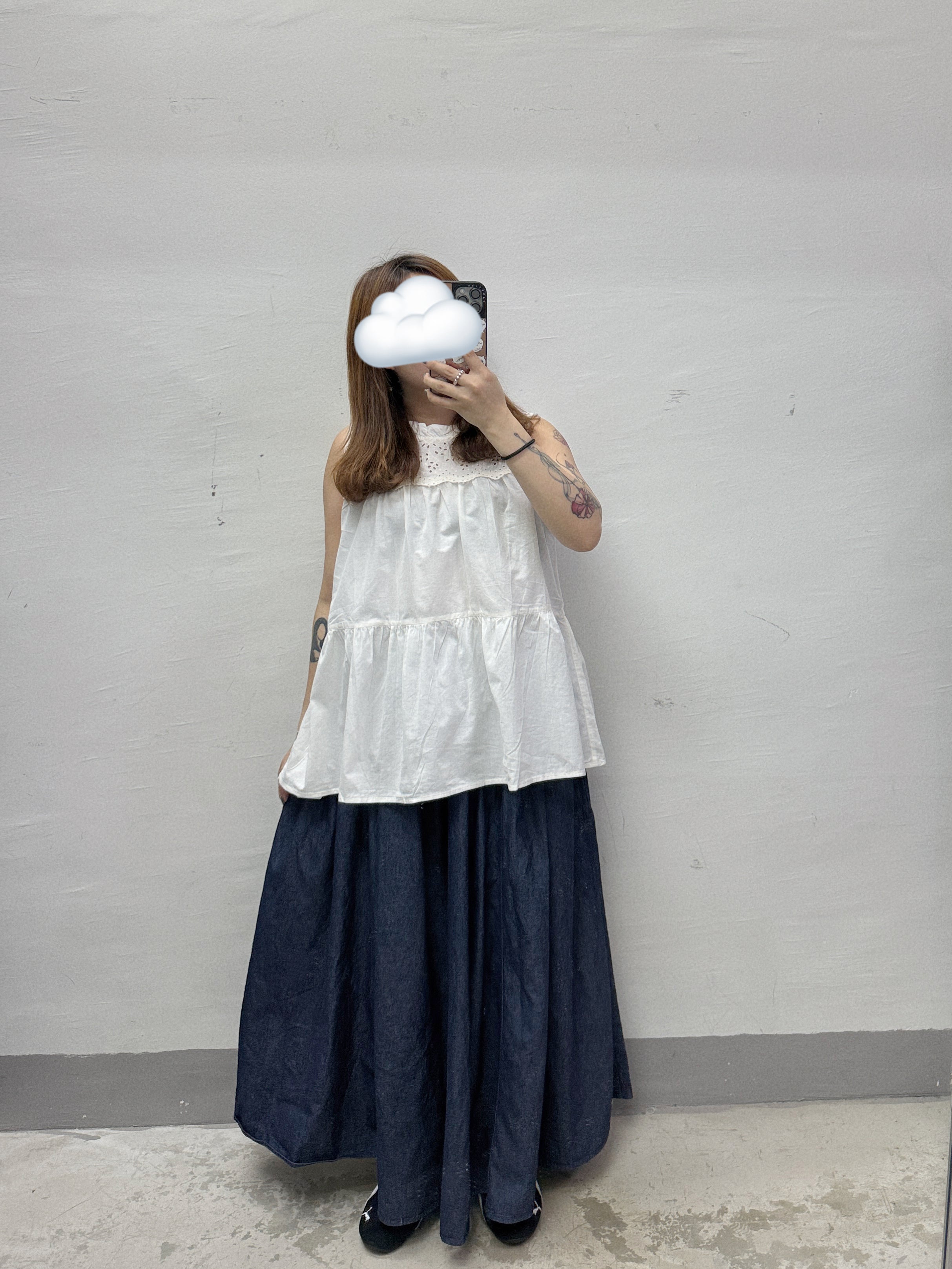 【Happy Price】ruffle領拼通花背心丨2 col
