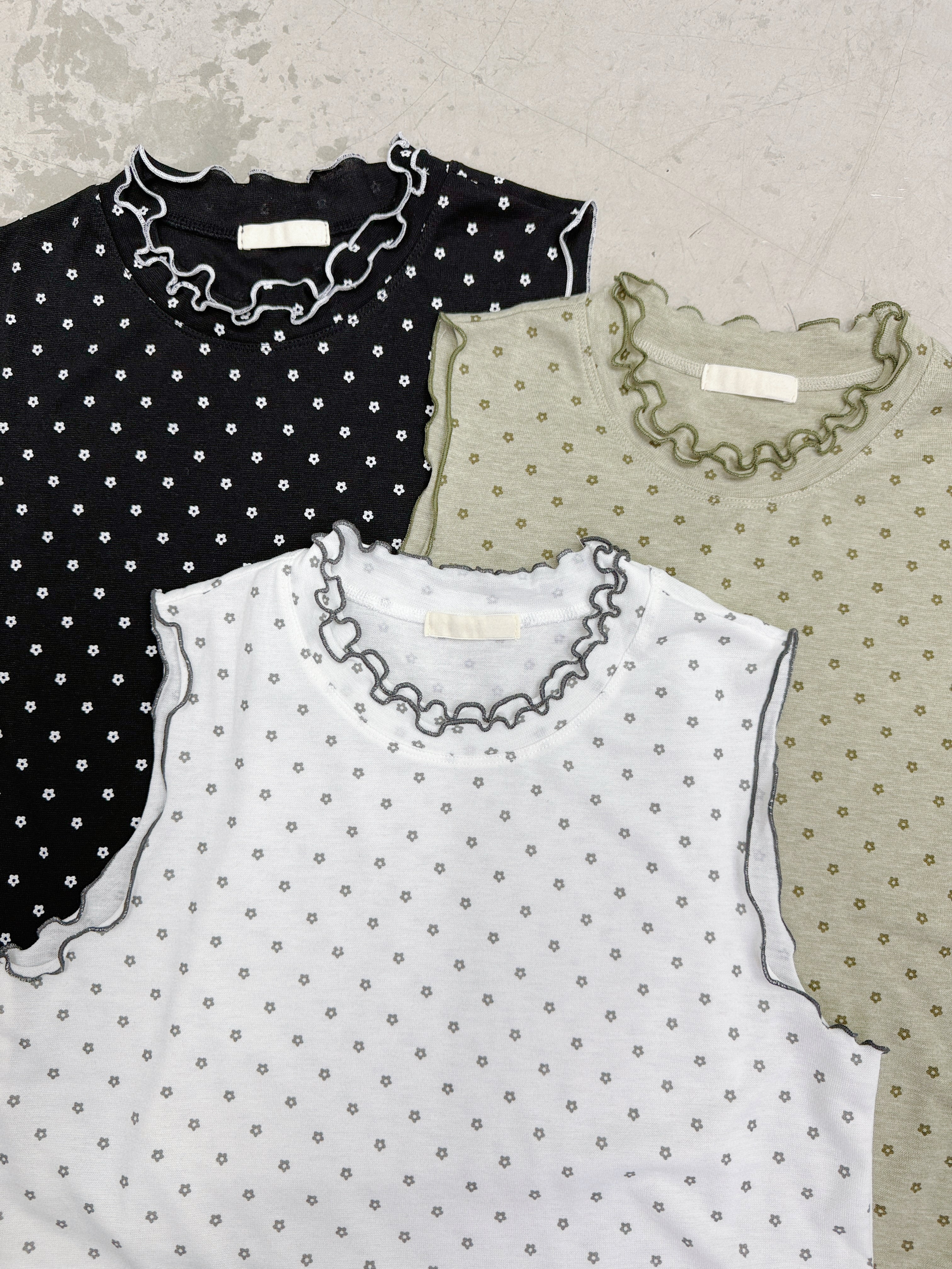 【新品優惠】✿花花木耳邊短袖上衣丨3 col