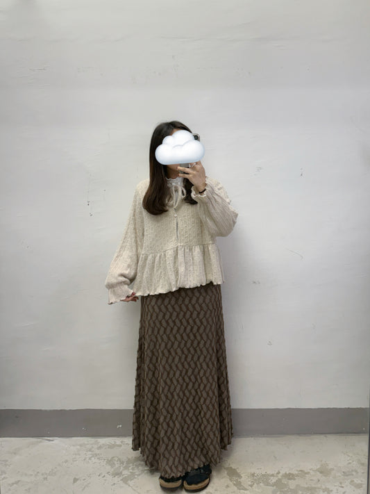 【新品優惠】暗花紋綁帶毛茸針織外襯丨4 col