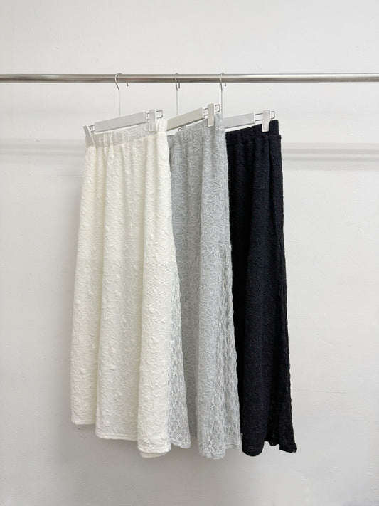 【新品優惠】靚~花花紋拼側lace半身裙丨3 col