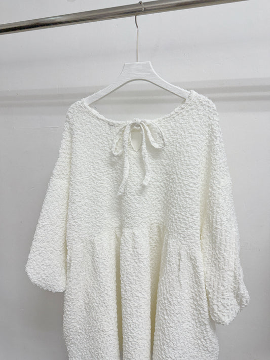 【新品優惠】皺皺紋後綁帶泡袖上衣丨3 col