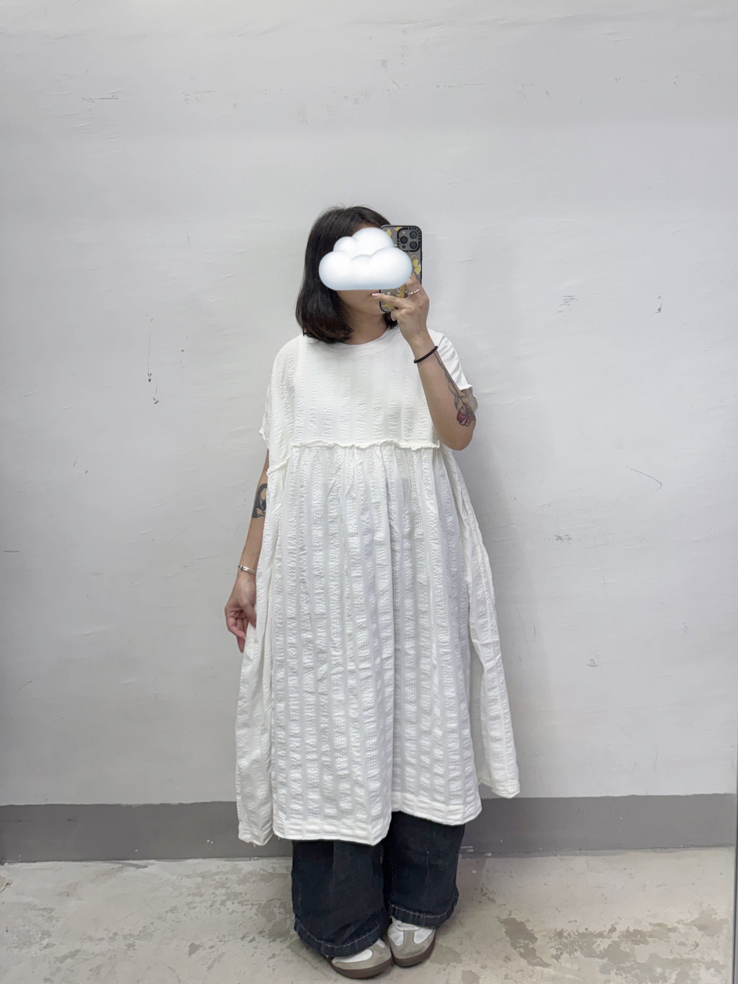 【新品優惠】暗直紋ruffle邊ops丨3 col