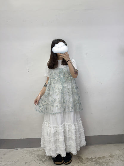 刺繡花紋透紗綁帶外搭丨3 col