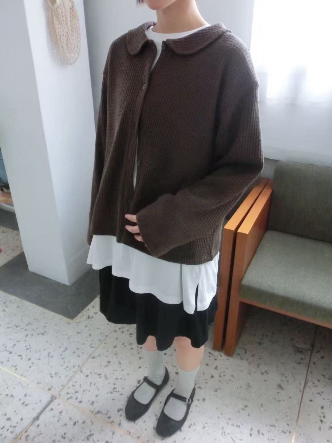 bb領窩夫格紋開胸上衣丨3 col