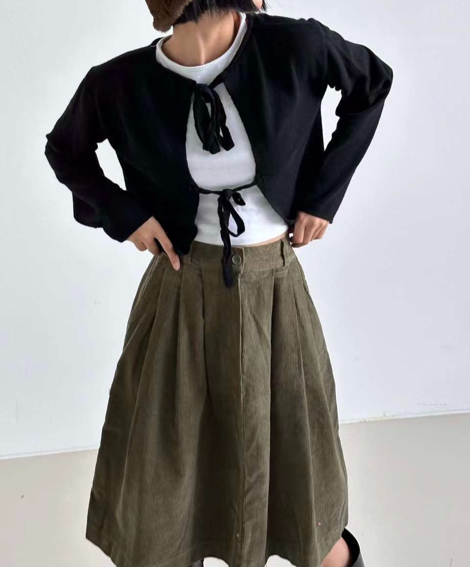 【SALE】2-way針織ribbion top ｜米白