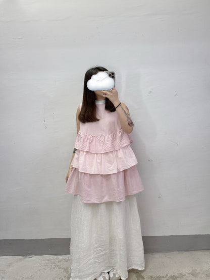 【SALE】層次ruffle邊拼布背心丨2 col
