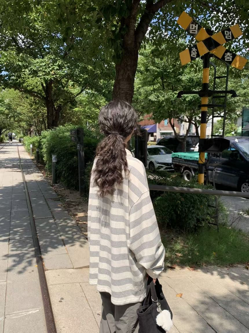 反領條紋上衣丨2 col