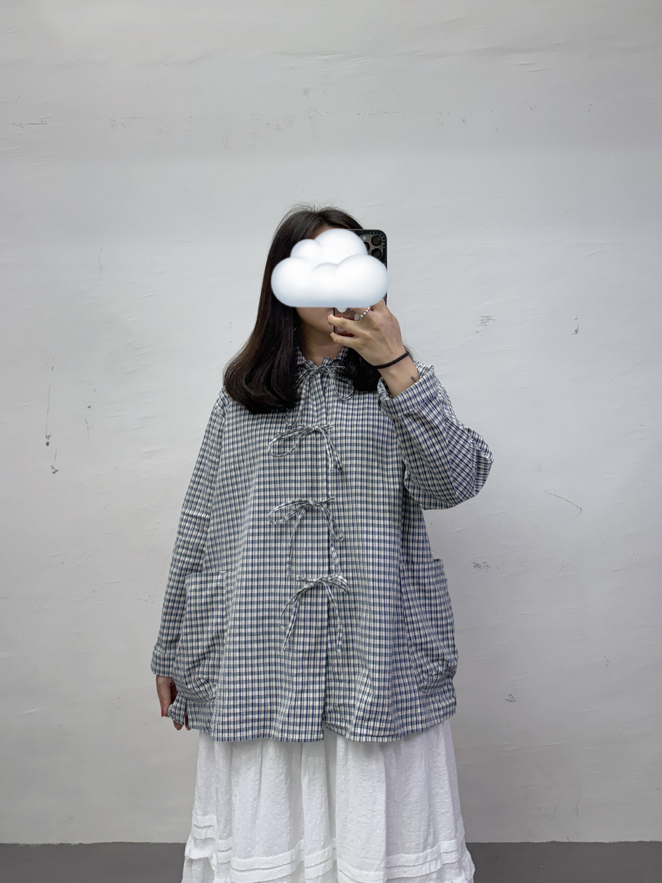 綁帶蝴蝶結反領恤top/外襯