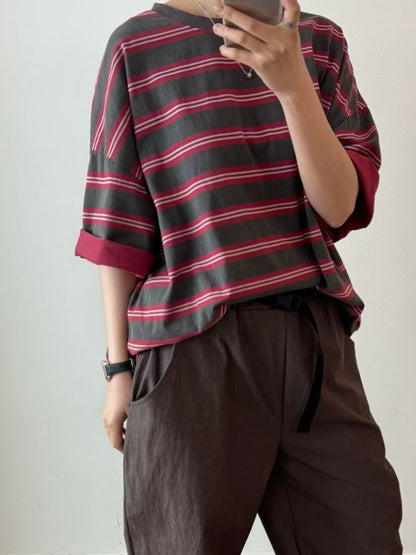 拼色條紋上衣丨4 col