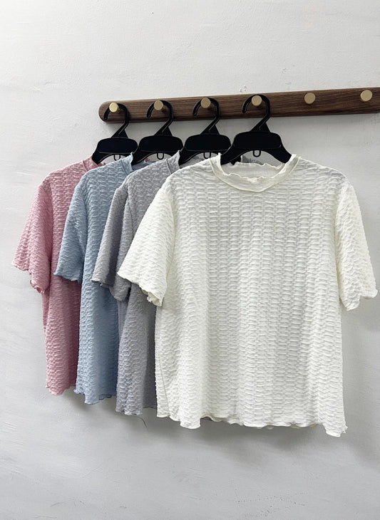 【SALE】木耳邊小企領皺皺紋top｜粉