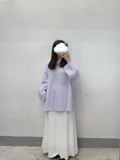 【SALE】暗花紋軟綿綿舒服針織上衣丨4 col