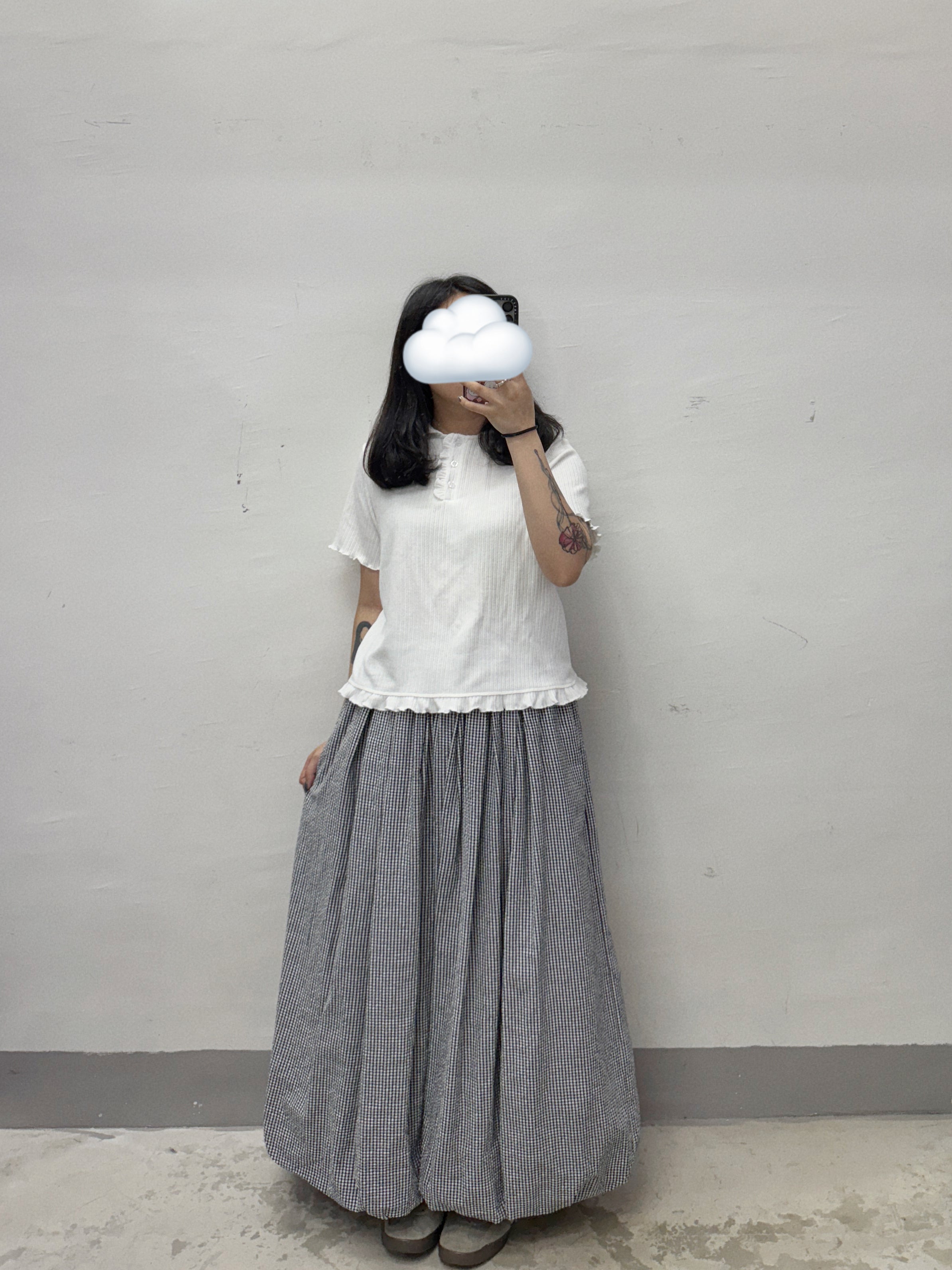 【SALE】泡泡底格仔半身裙丨2 col