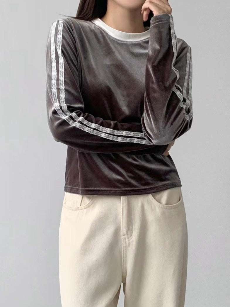 【SALE】絲絨lace top｜3 col