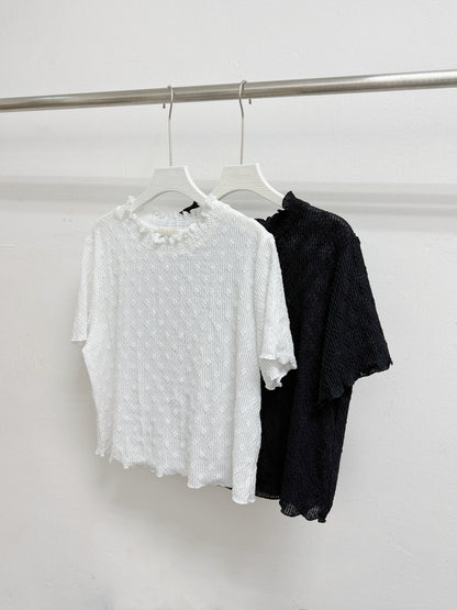 【新品優惠】質感花花直紋半透上衣丨2 col