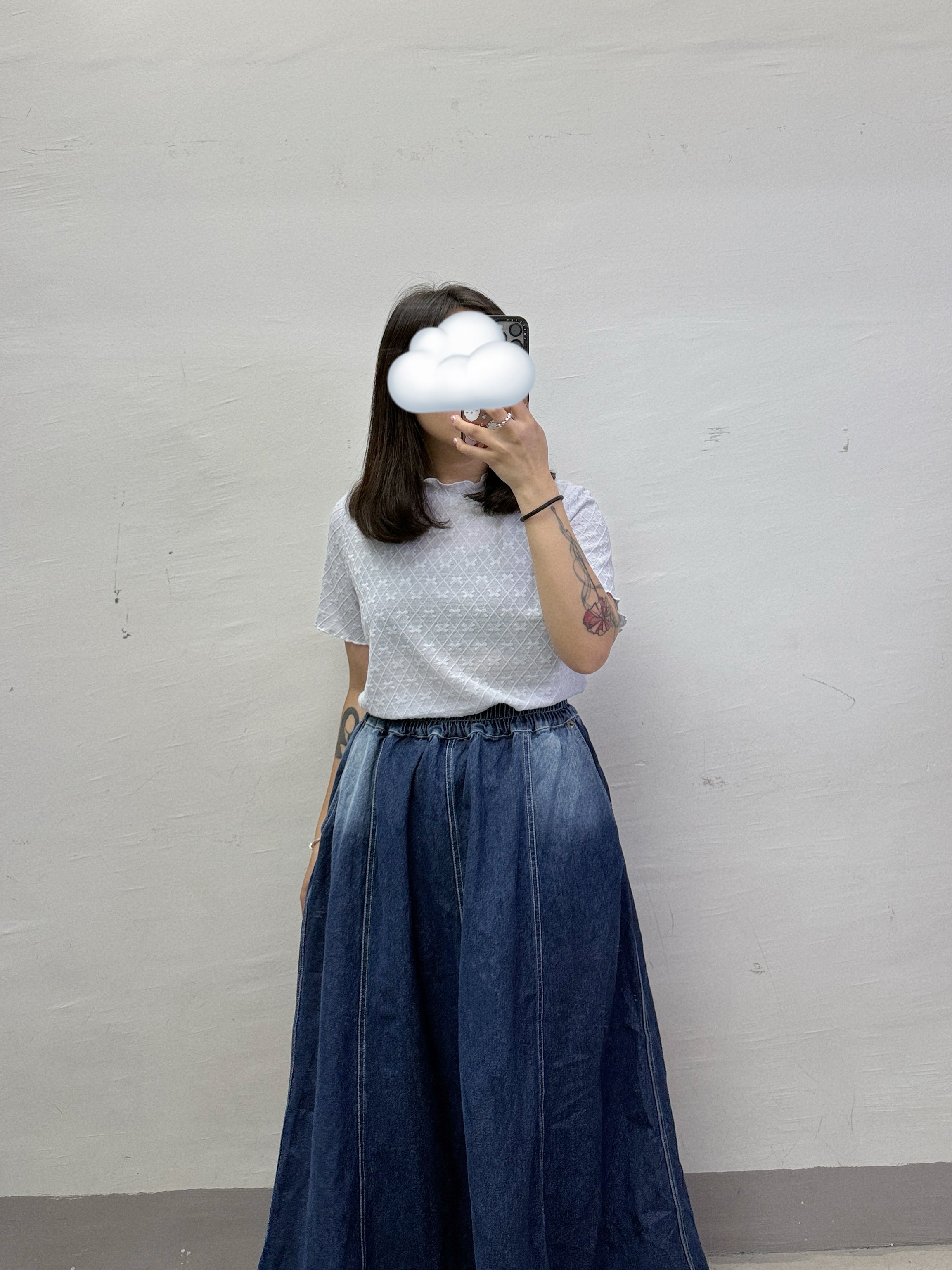 菱格蝴蝶花紋basic top丨3 col