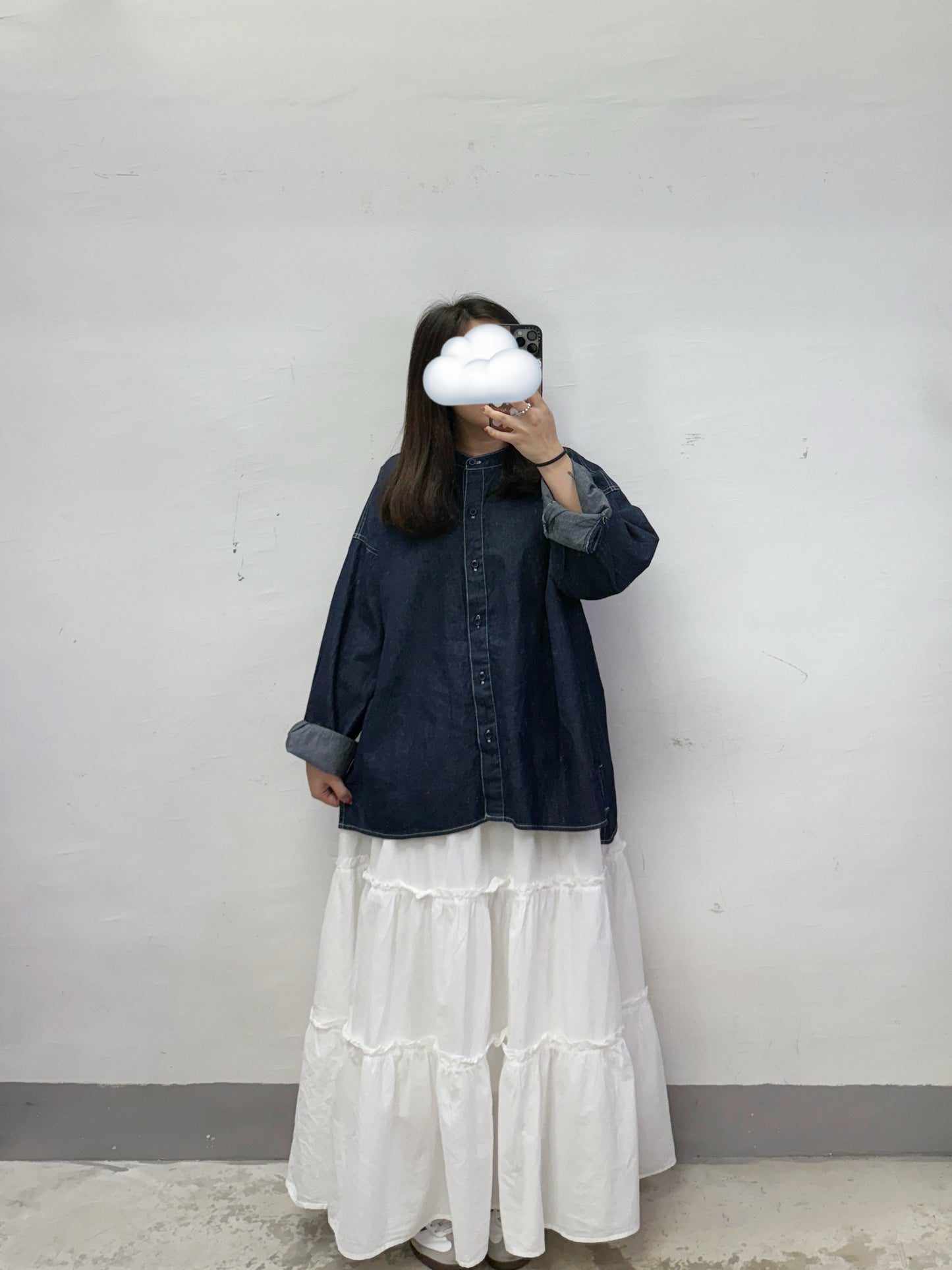 【SALE】明線圓領牛仔恤丨藍