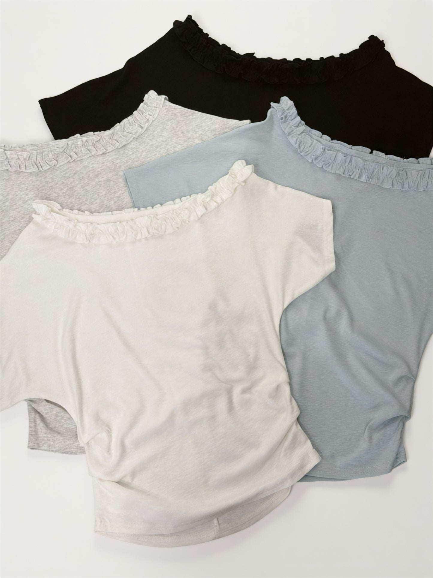 【SALE】ruffle花邊斜肩上衣丨4 col