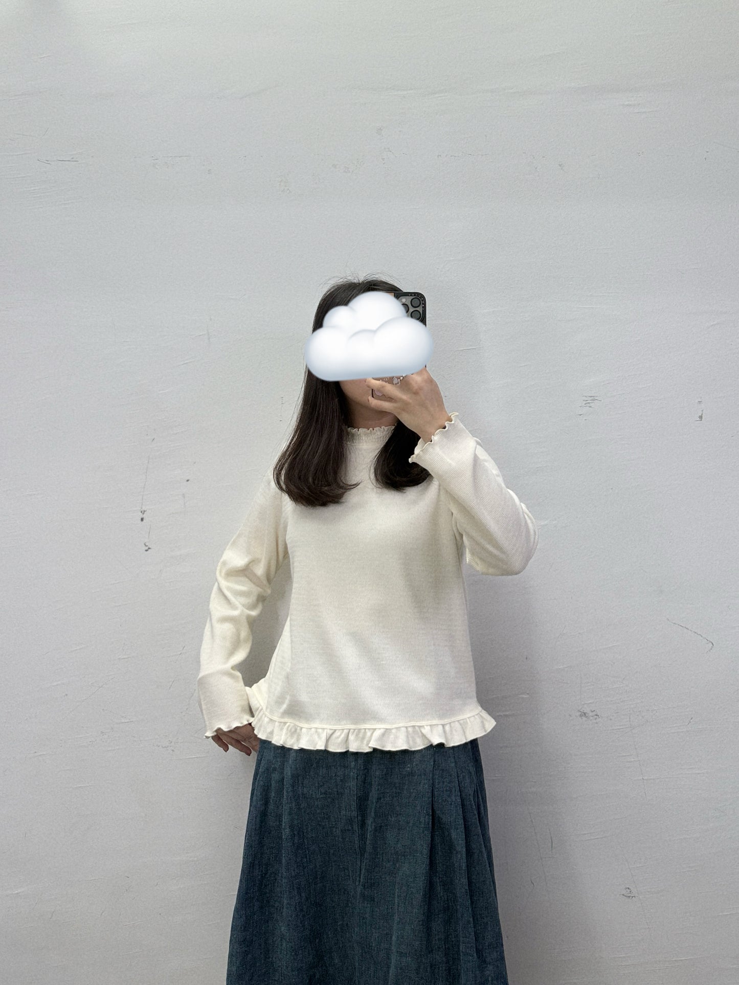 【SALE】下擺ruffle邊basic top丨啡
